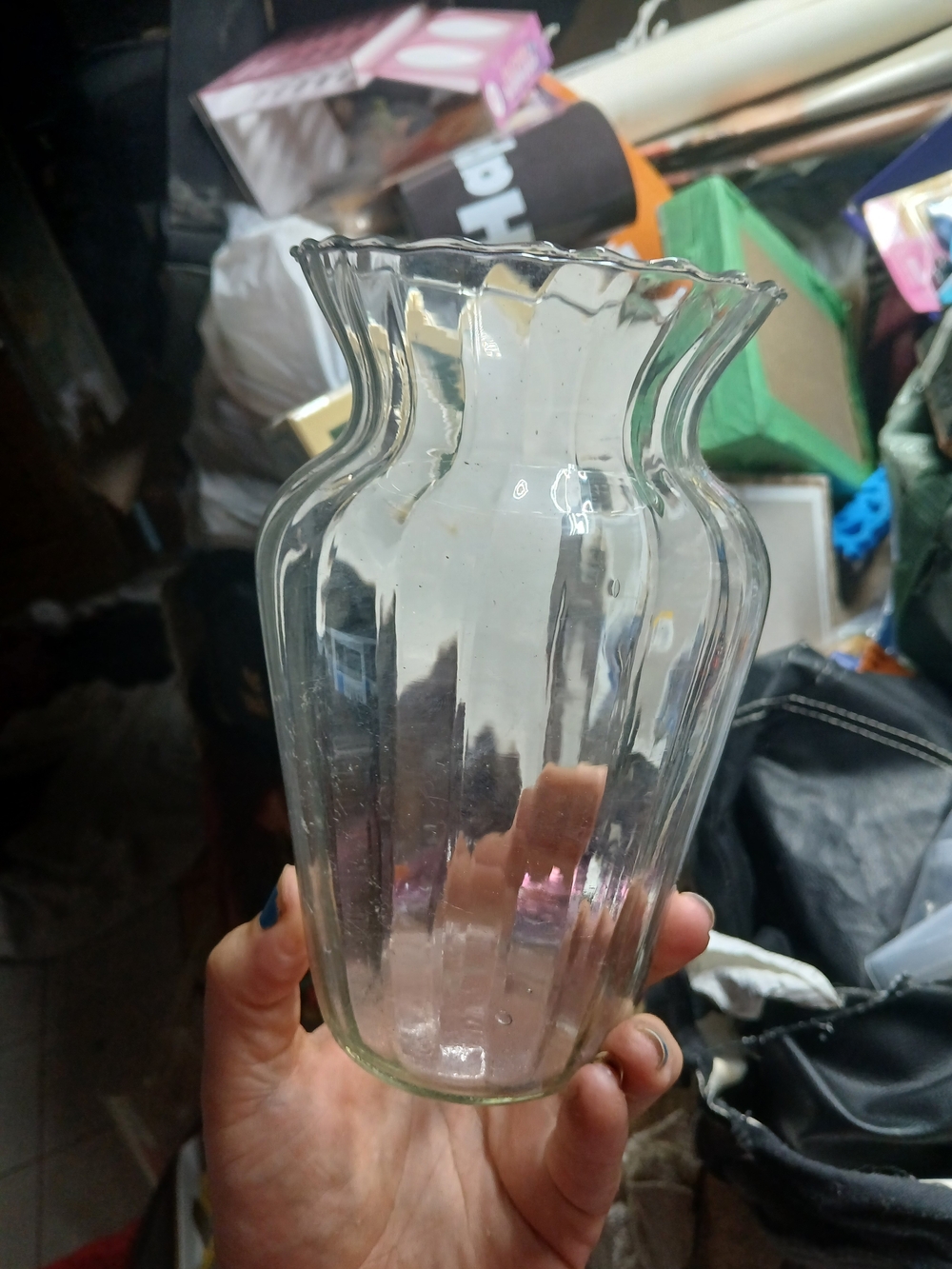 Clear Glass Decorative Vase - Transparent Home Accent 7"x 4"